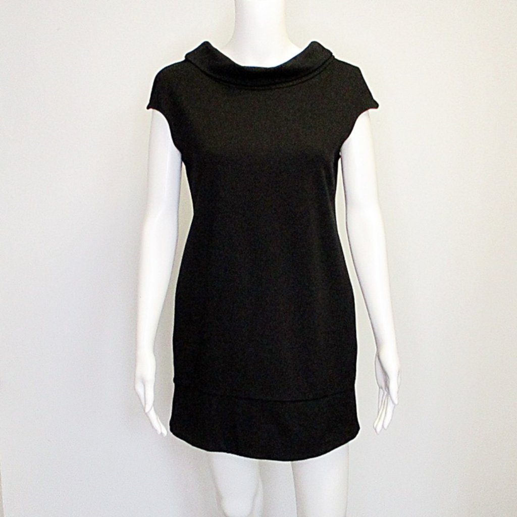 Express Stretch Cap Sleeve Retro A Line Black Dress Small